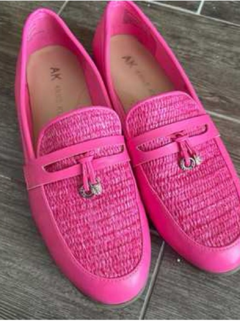 Anne Klein Hot Pink Woven Slip-On Loafers